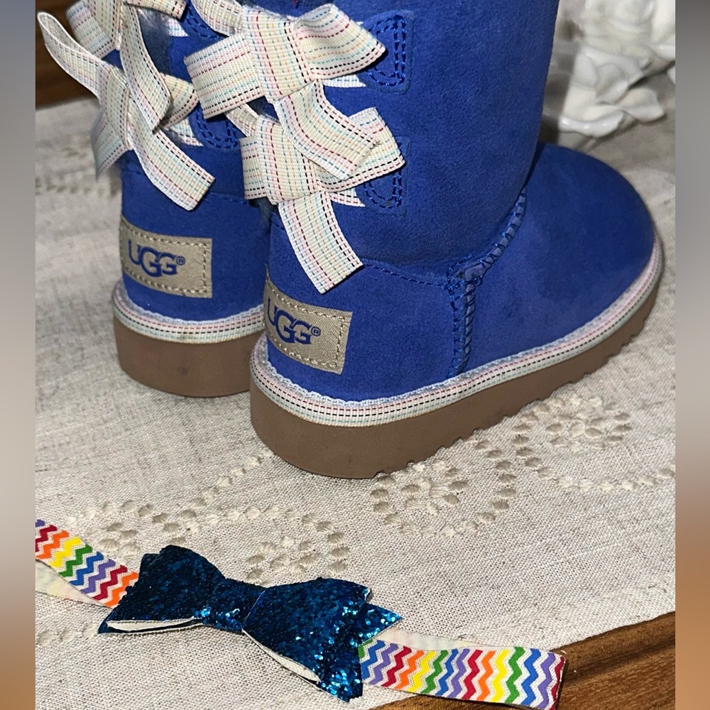 UGGS BAILEY BOW BLUE GIRLS TODDLER SZ 6 BRAND NEW 100% AUTHENTIC NO BOX - Picture 9 of 12